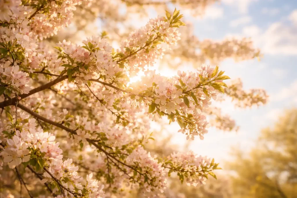 Arbre en fleurs illustrant les fruits de l'Esprit dans le discernement chrétien