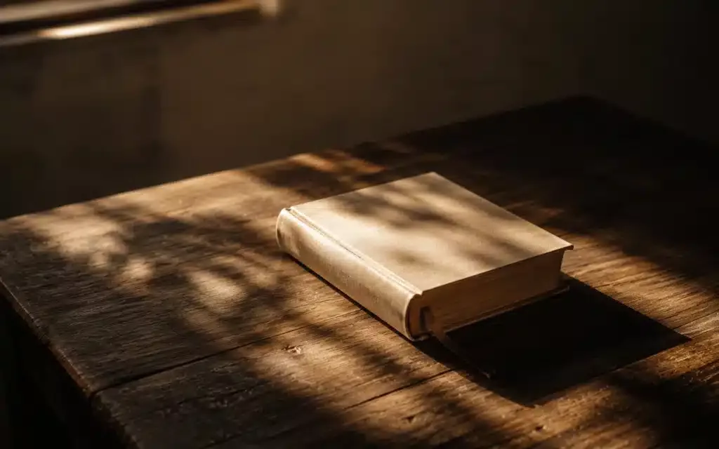 témoignage conversion New Age Jésus — livre posé sur une table avec lumière rasante