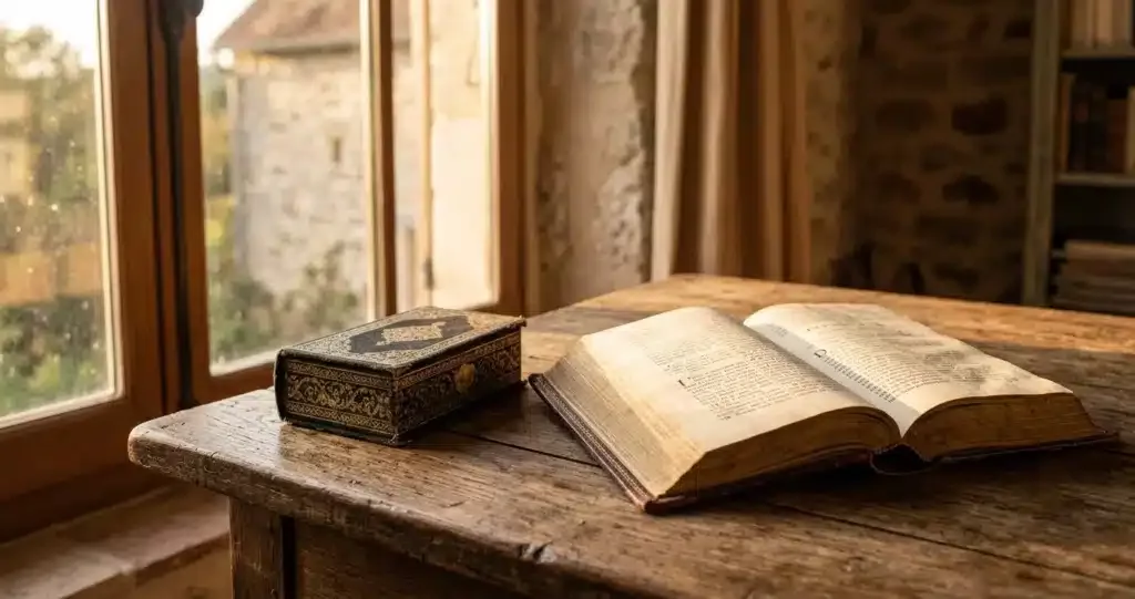Quitter la sorcellerie pour Jésus, tarot fermé posé près d'une Bible ouverte