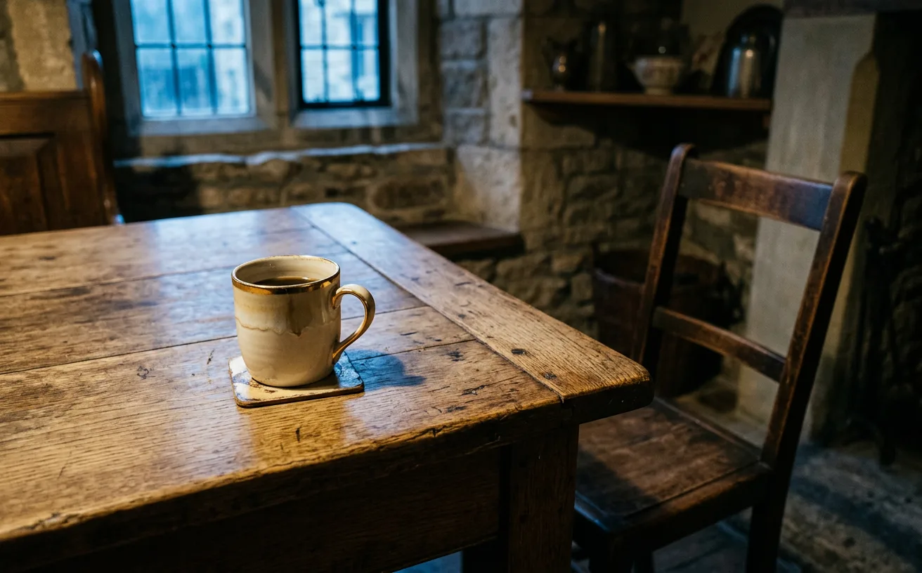 Deuil du couple après une séparation : une tasse seule sur une table et la chaise vide en face