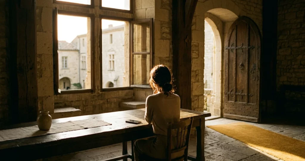 perdre ses amis vie spirituelle, femme seule à la fenêtre au coucher du soleil
