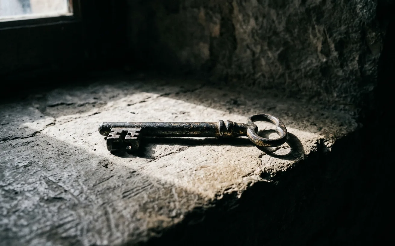 Clé ancienne isolée symbolisant le sentiment de ne pas connaître les codes de la foi