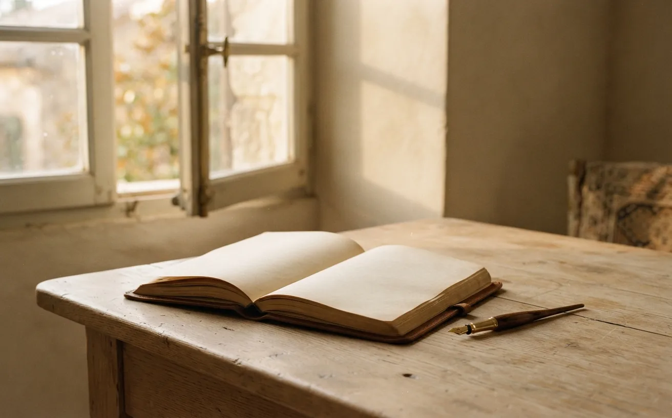 discerner la volonté de Dieu — carnet ouvert dans la lumière dorée
