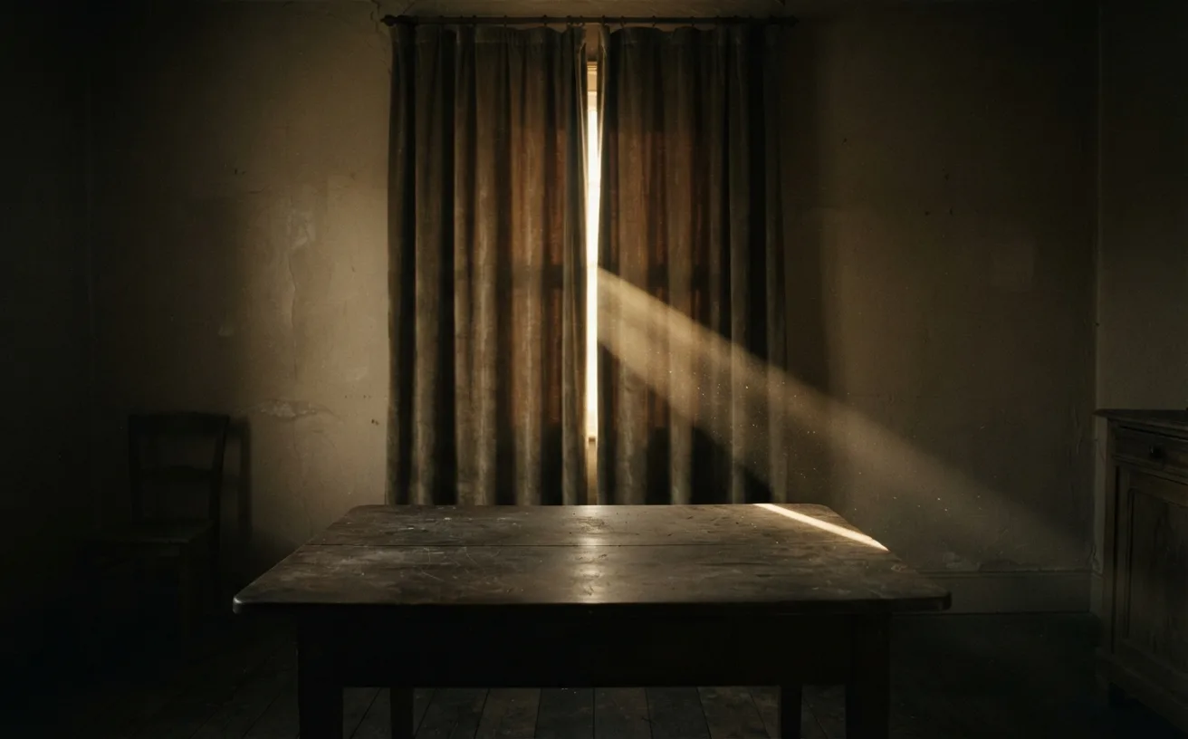 loi de l'attraction et tableau de vision — pièce sombre traversée d'une fente de lumière
